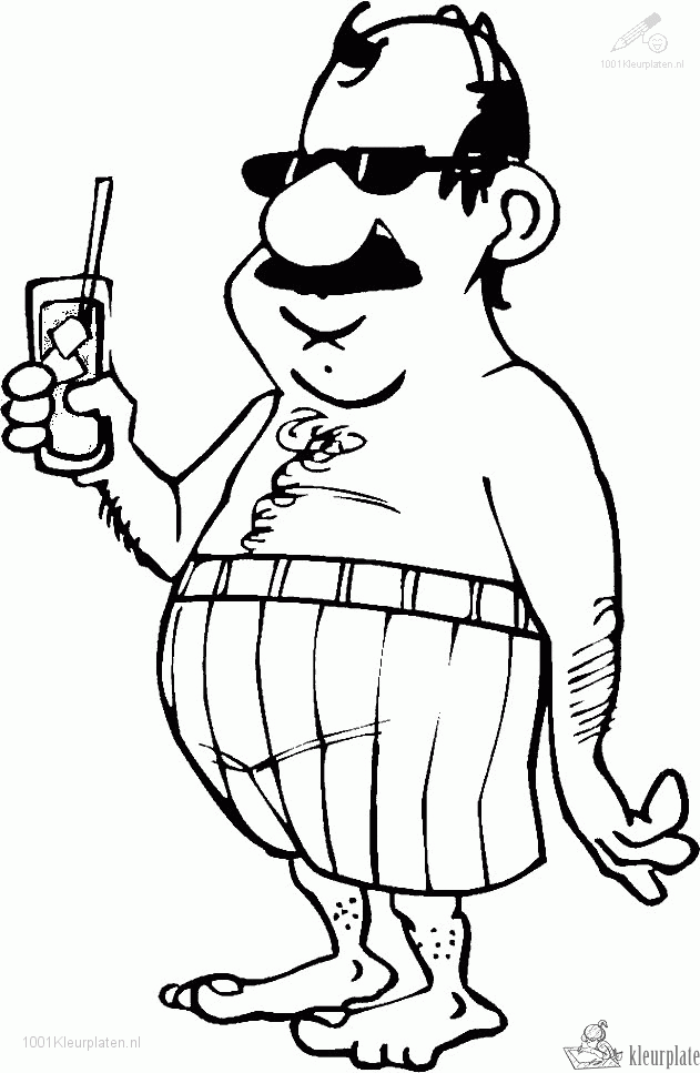 Drankje drinken in de zomervakantie kleurplaat