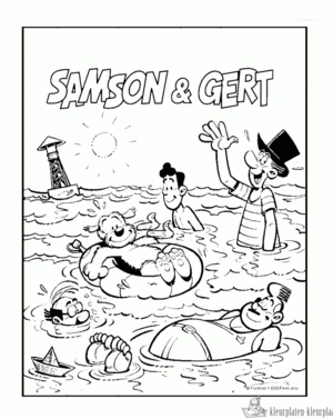 Samon en Gert aan zee kleurplaat
