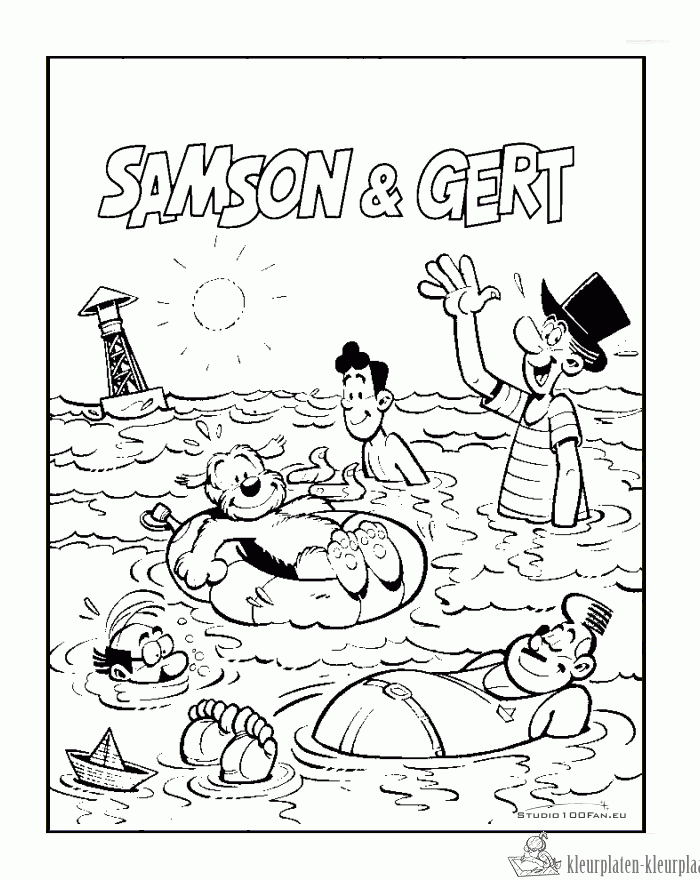 Samon en Gert aan zee kleurplaat