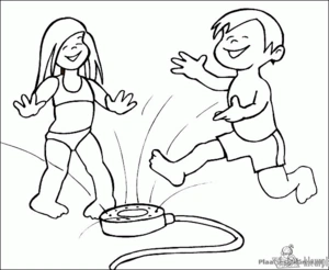 Spelen tijdens de zomervakantie kleurplaat