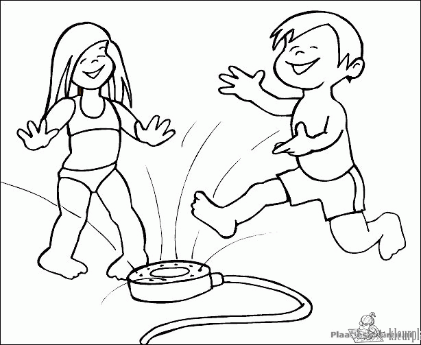 Spelen tijdens de zomervakantie kleurplaat