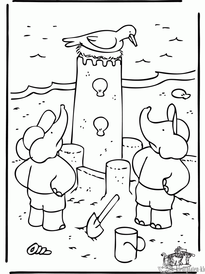 Zandkasteel bouwen kleurplaat