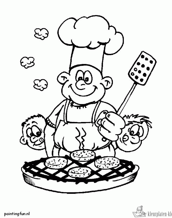 Zomer barbeque kleurplaat