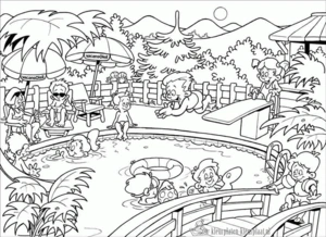 Zwemmen tijdens de zomer vakantie kleurplaat