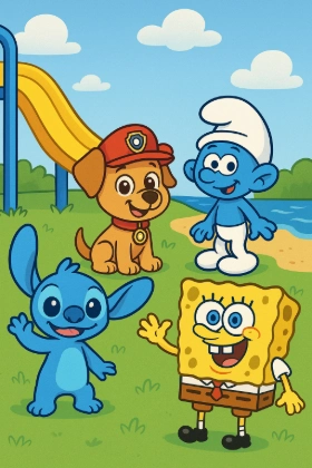 Tekenfilm figuren kleurplaten